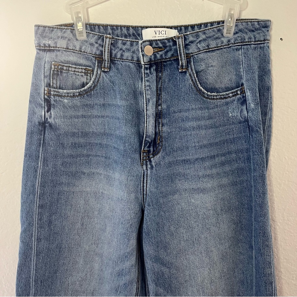 VICI Los Angeles Wide Leg Raw Hem Jeans Size 29 - Picture 3 of 12